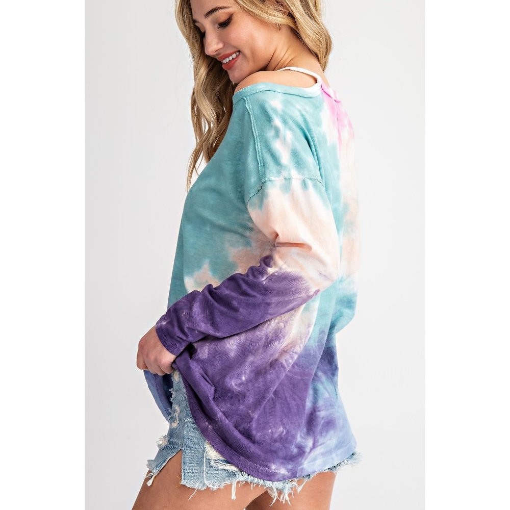 143 Story Shoulder Cut Out Tie Dye Top - Picture 5 of 5
